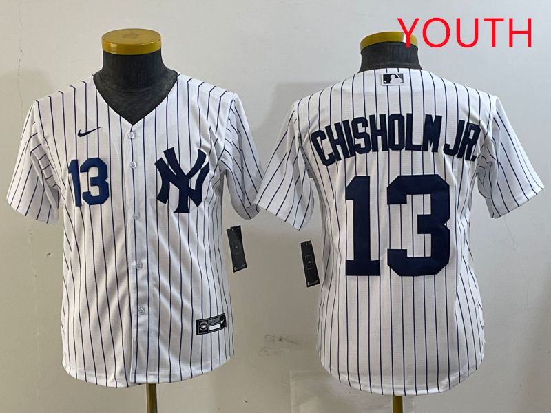 Youth New York Yankees 13 Chisholm jr White Stripe Game 2025 Nike MLB Jersey style 6